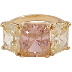 Yellow Gold Zircon Mini Emerald Cut Ring