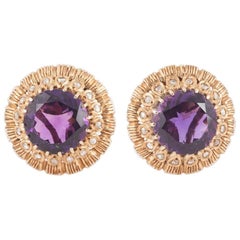  Amethyst and Rose Cut Diamond Earrings with earclip fittings, c, 1950/60