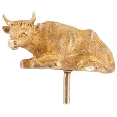 Victorian Pastoral Cow Gold Stick Pin