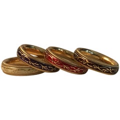 Wellendorff Red, Brown, Purple and Ivory Enamel Ring Set