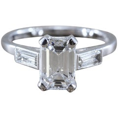 Harry Winston 1.38 Carat Diamond Emerald Cut E/VS1 Gold Engagement Ring