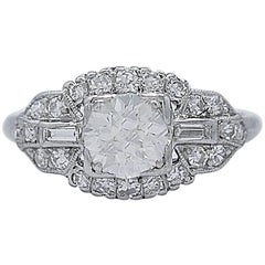 Antique .70 Carat Diamond Engagement Ring Platinum