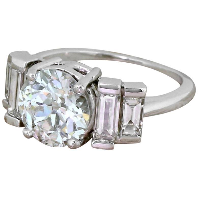 Art Deco 2.35 Carat Old Cut Diamond Engagement Ring, circa 1935 For Sale