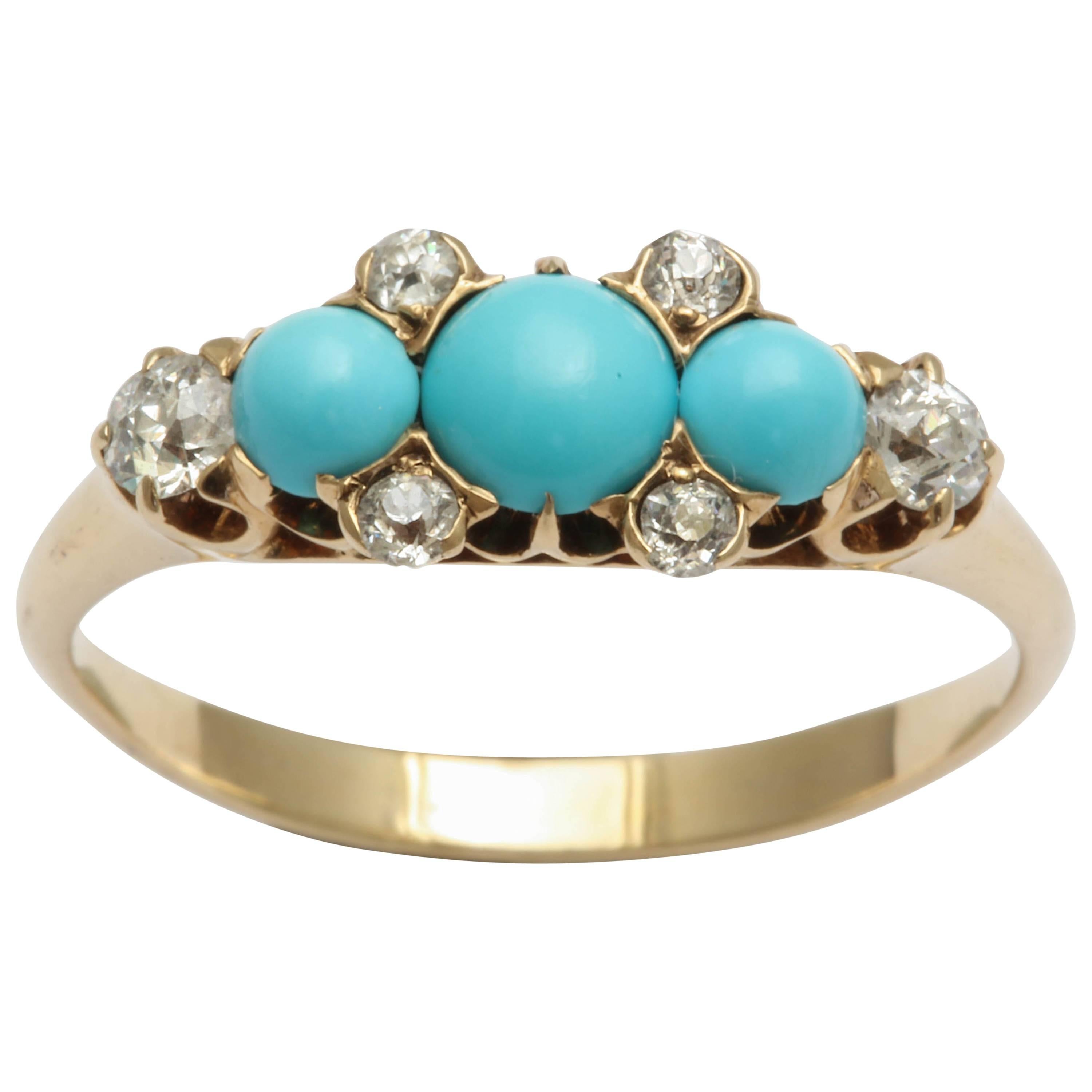 Victorian Turquoise and Diamond Ring