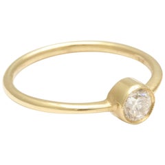 Old European Cut Diamond in Modern Yellow Gold Bezel Set Mount