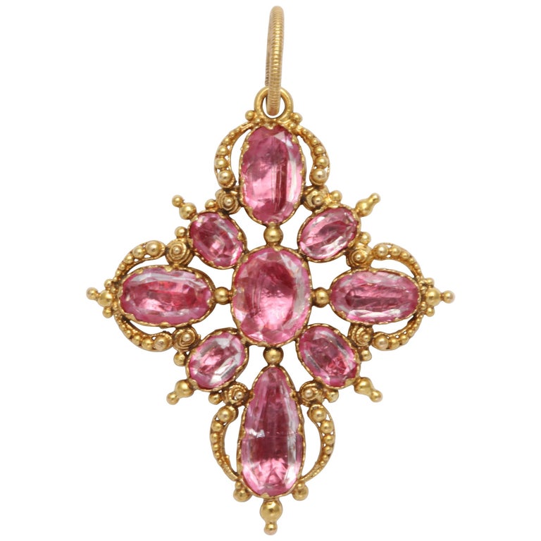 A Georgian Imperial Pink Topaz And Pearl Pendant At 1stdibs