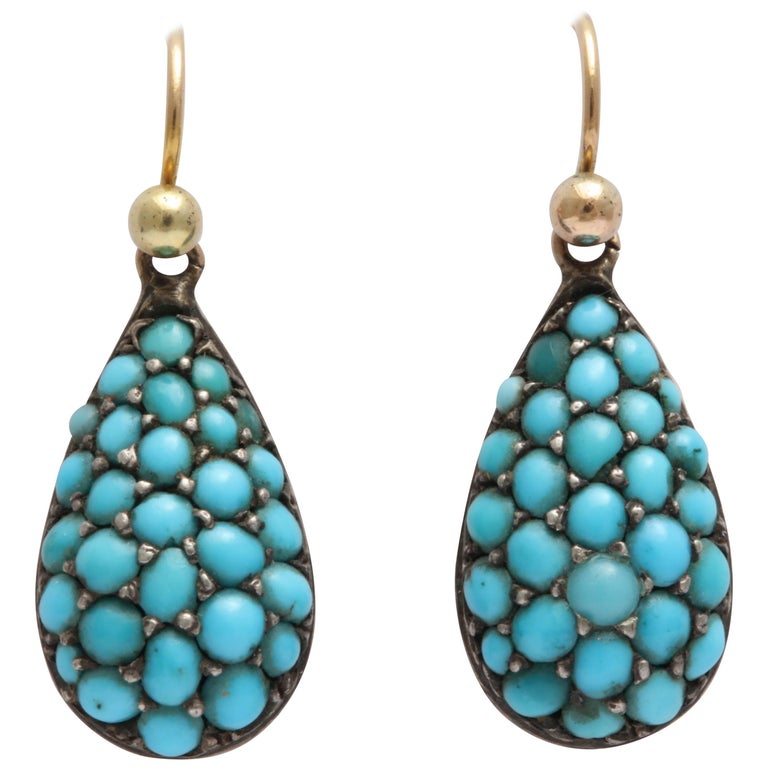 Persian Turquoise Victorian Drop Earrings at 1stDibs