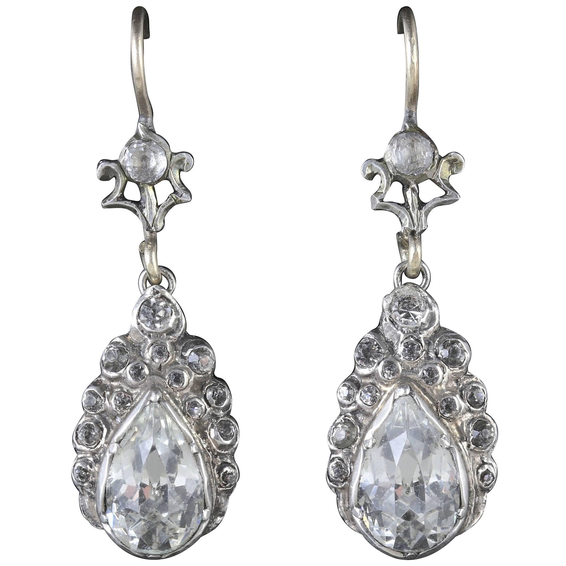 Victorian Paste Earrings Silver Gold For Sale