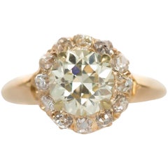 1.75 Carat Diamond Yellow Gold Engagement Ring