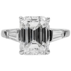 GIA Certified 3.02 Emerald Cut Diamond Platinum Classic Engagement Ring Vintage GIA Certified 3.02 Emerald Cut Diamond Platinum Classic Engagement Ring