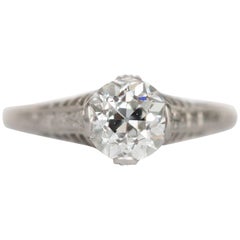 Antique GIA Certified 1.08 Carat Diamond Platinum Engagement Ring