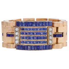 Retro Diamond, Sapphire and Gold Bracelet