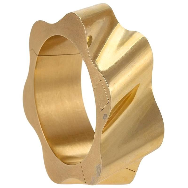 French Modernist Gold Cuff Bracelet or Watch