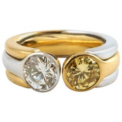 Hemmerle 1970s Diamond and Gold 'Ying Yang' Ring