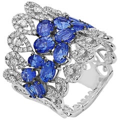 Emilio Jewelry Gorgeous Wide Tanzanite Diamond Ring