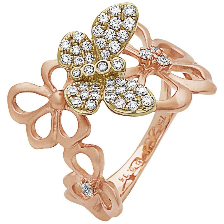 Emilio Jewelry Butterfly Diamond Ring For Sale at 1stDibs