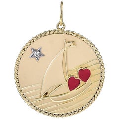 Superb Large Sailboat C'est La Vie Gold Charm