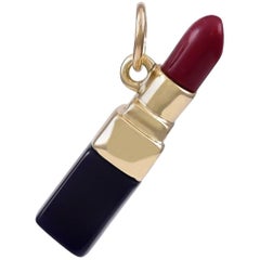 Gold and Enamel Lipstick Charm