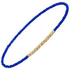 Allison Bryan Bracelet vintage en perles bleu électrique avec or jaune