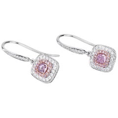 GIA White Gold Fancy Pink Diamond Earrings