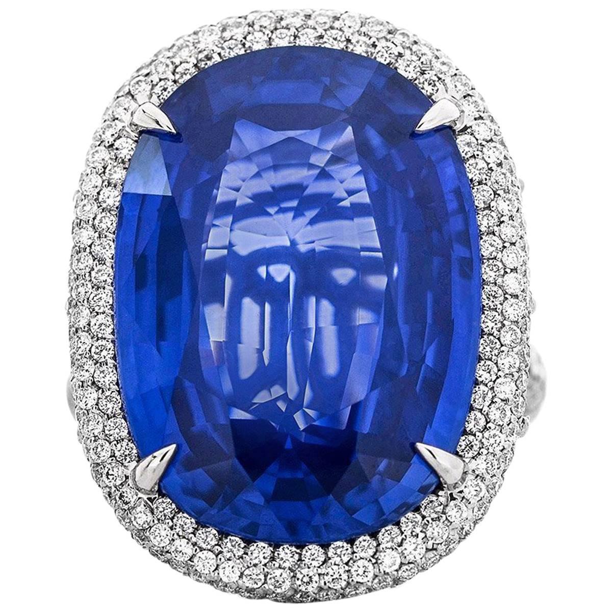 GRS Natural Sri-Lanka Sapphire and Diamond Ring