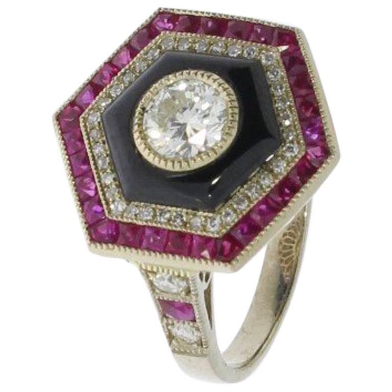 Ruby and Diamond Ladies Gold Ring