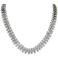 Antique Victorian Sterling Silver Collar Necklace, circa 1880