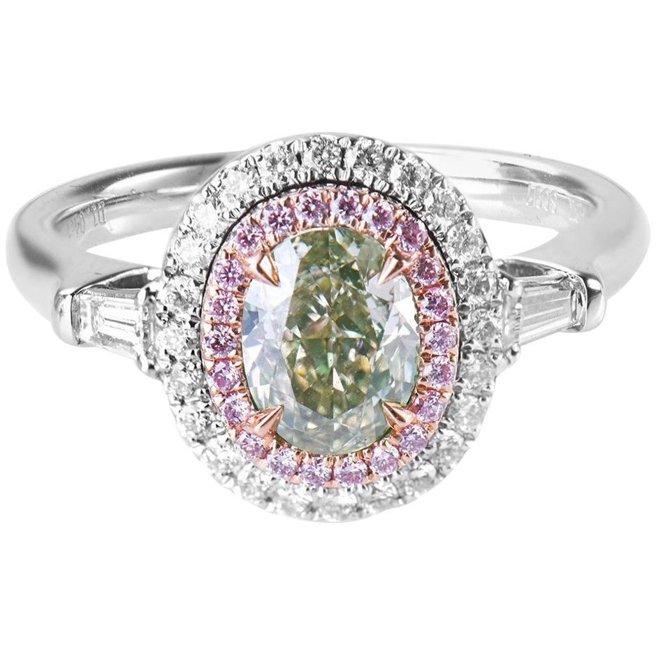 GIA Fancy Grey-Greenish Yellow Diamond Ring