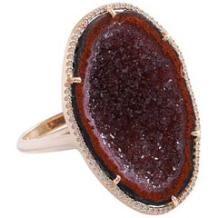 Karolin Rose Gold White Diamond Agate Geode Cocktail Ring