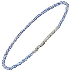 Vintage Blue and White Beaded Bracelet with White Gold by Allison Bryan