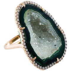 Karolin Rose Gold White Diamond Agate Geode Cocktail Ring