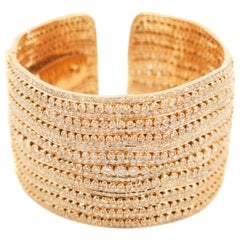 Diamond Yellow Gold Cuff Bracelet