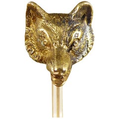 Edwardian Antique Fox Head Yellow Gold Pin