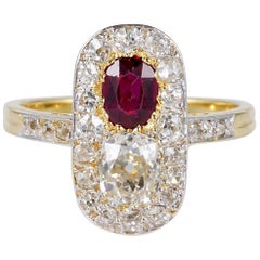 Antique Edwardian Burma No Heat Ruby 2.10 Carat Diamond Ring