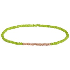 Vintage Lime Green Beaded Bracelet with Rose Gold by Allison Bryan