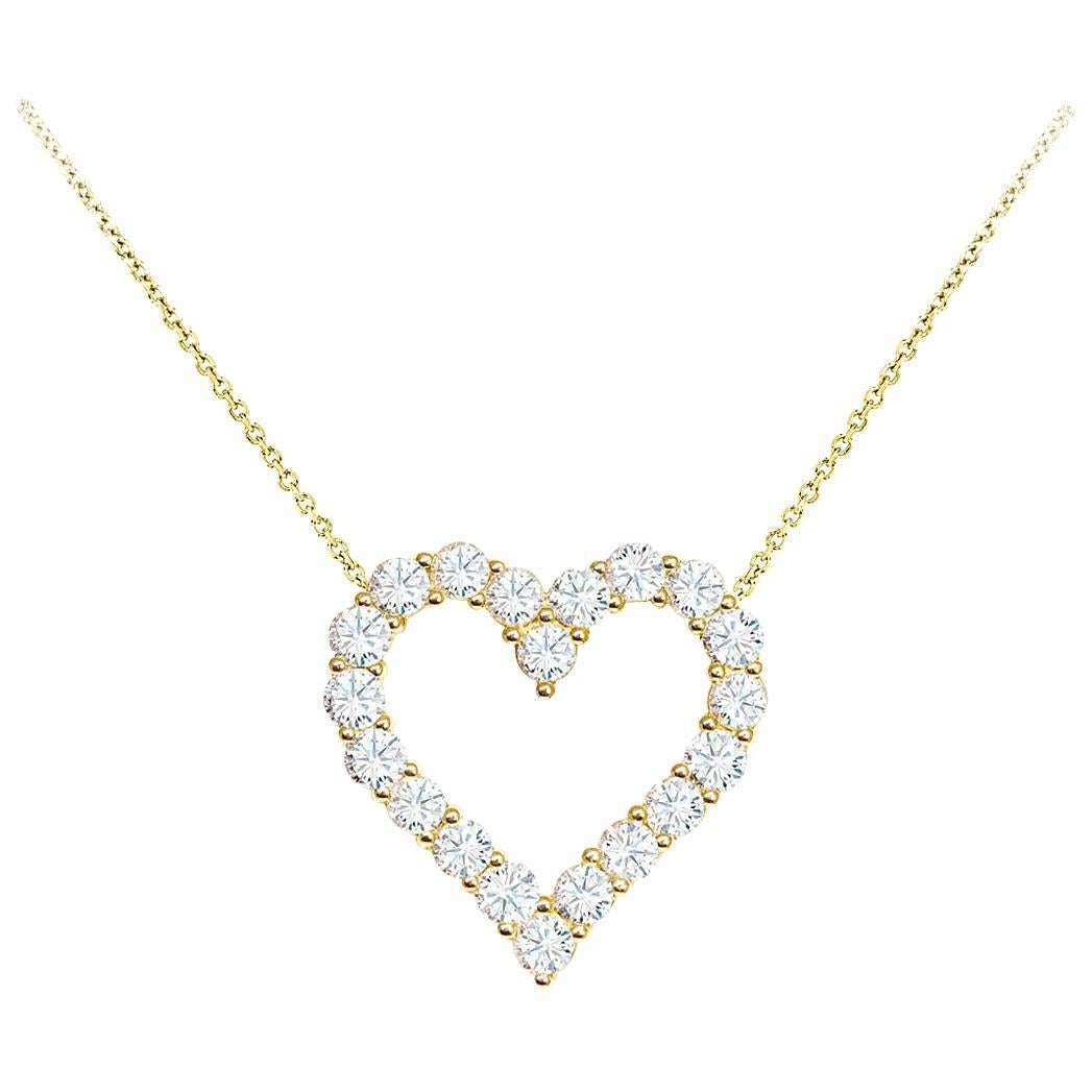 Diamond Gold Open Heart Pendant Necklace