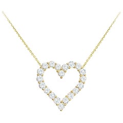 Diamond Gold Open Heart Pendant Necklace