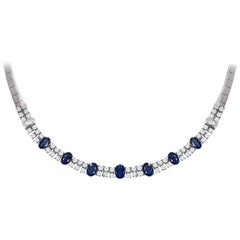 Roman Malakov, Oval Cut Sapphire Diamond Necklace