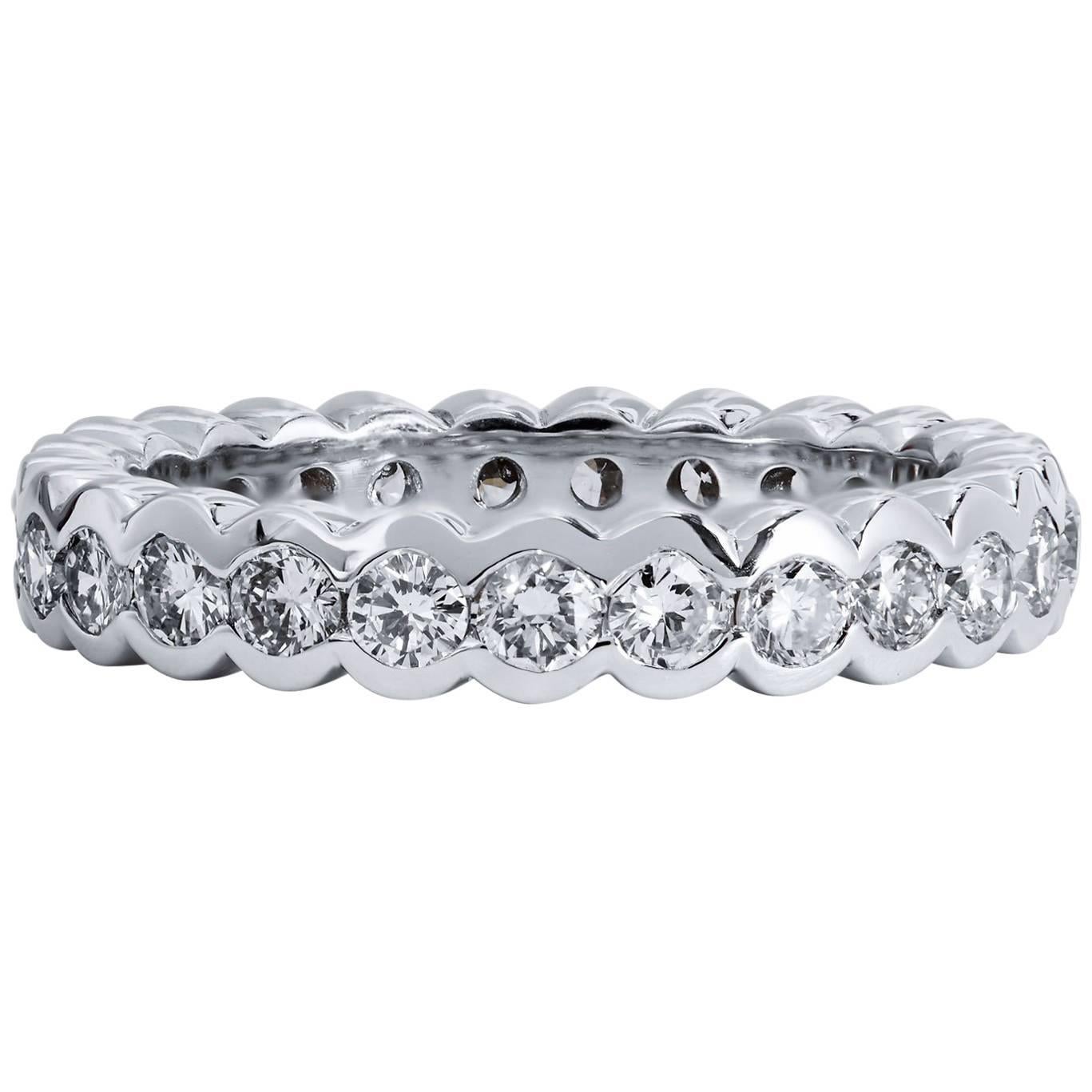 Platinum 1.65 carat Round Brilliant Cut Diamond Eternity Band Ring Size 6