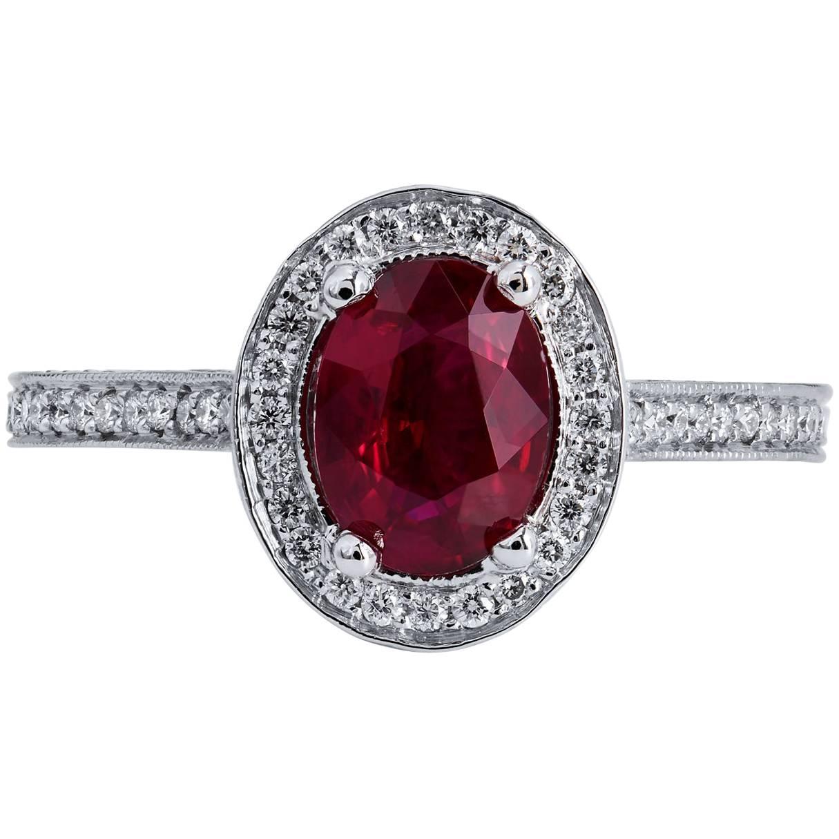 1.38 Carat Oval Burma Ruby Ring