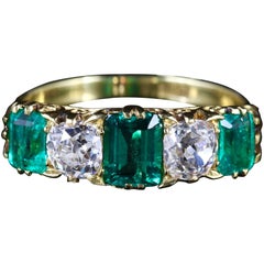 Antique Victorian Emerald Diamond Ring 18 Carat Gold 2 Carat Emerald