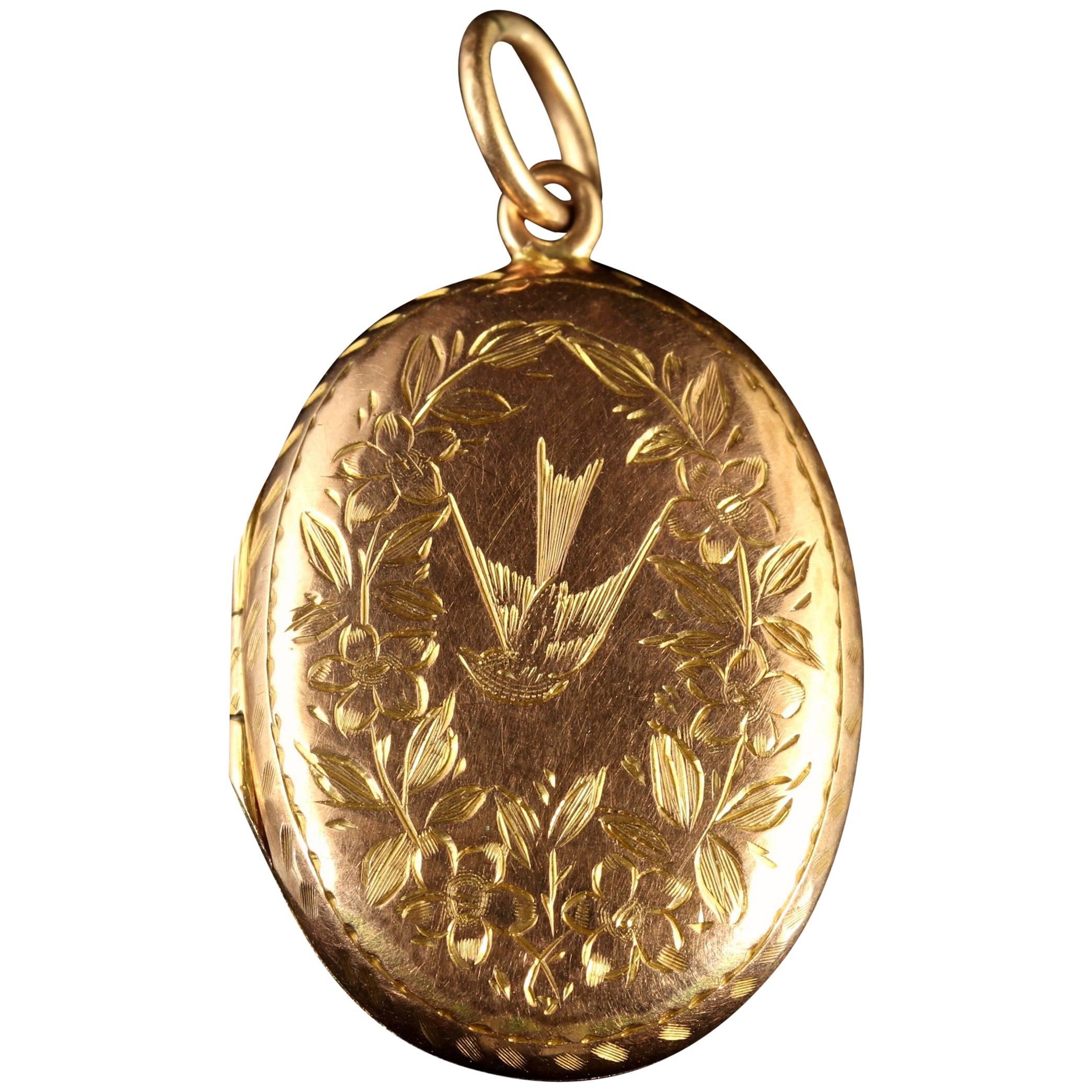 Antique Edwardian Rose Gold Locket Dated Chester, 1911