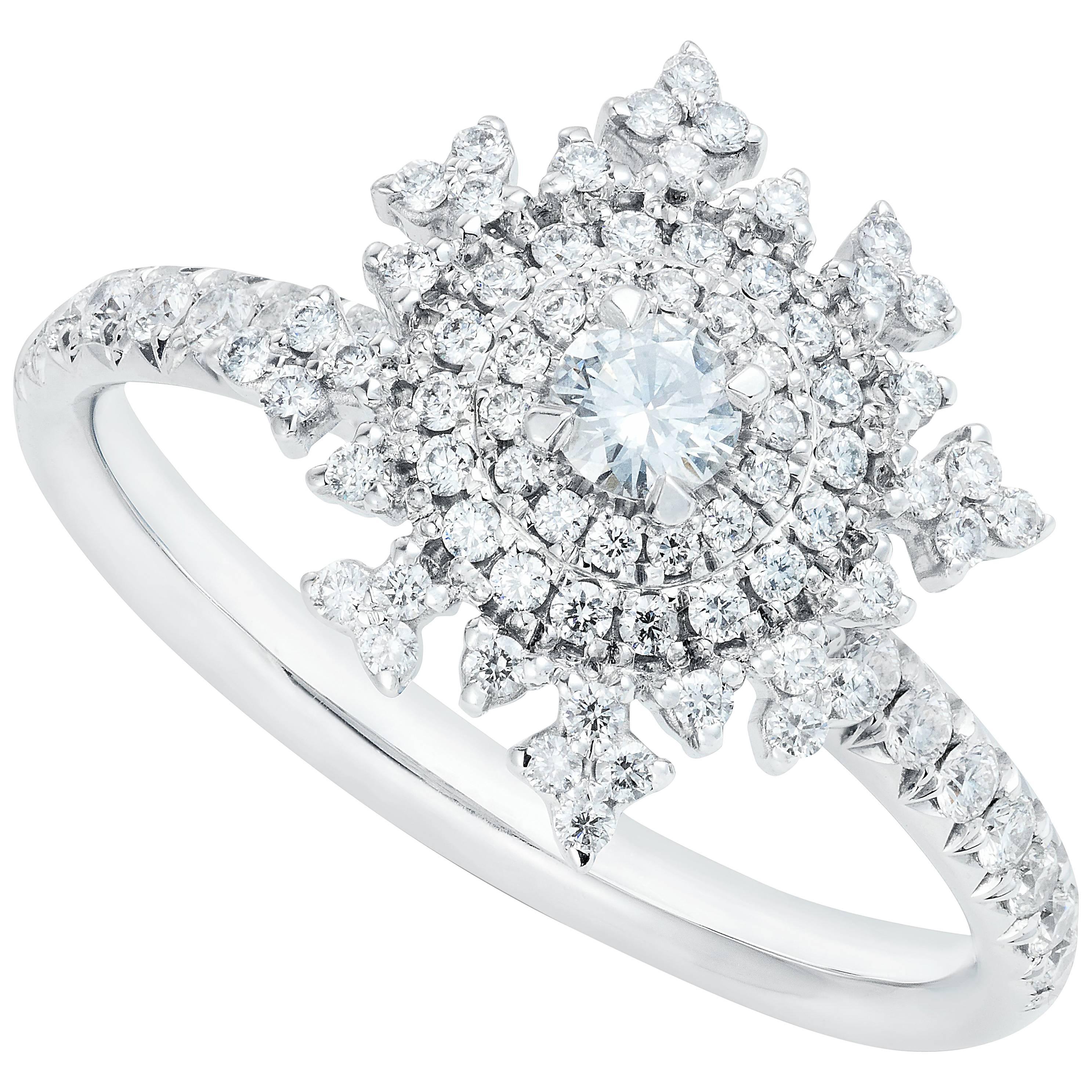 Nadine Aysoy Petite Tsarina 18 Karat White Gold and Diamond Engagement Ring For Sale