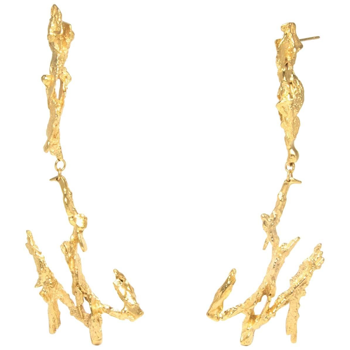 Loveness Lee Poseidon Long Gold Dangle Earrings For Sale