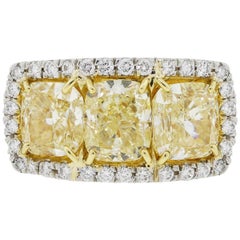 Fancy Yellow Cushion Cut Diamond Halo Ring