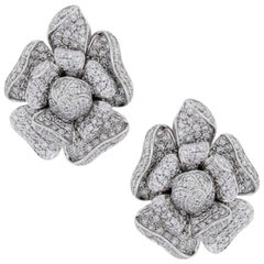 Pave Diamond Flower Earrings