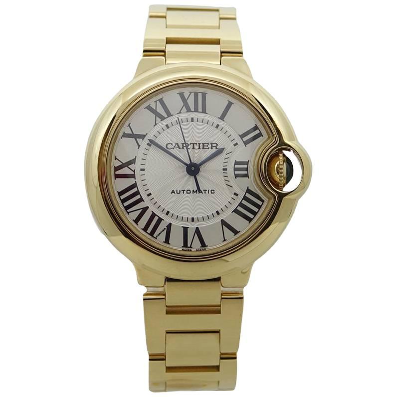 Cartier Yellow Gold Ballon Bleu Automatic Wristwatch Ref WGBB005 For Sale