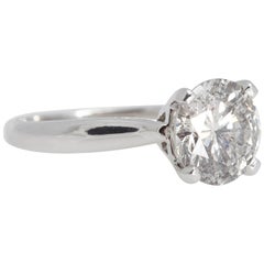Round Diamond Engagement Ring 2.38 Carat Platinum
