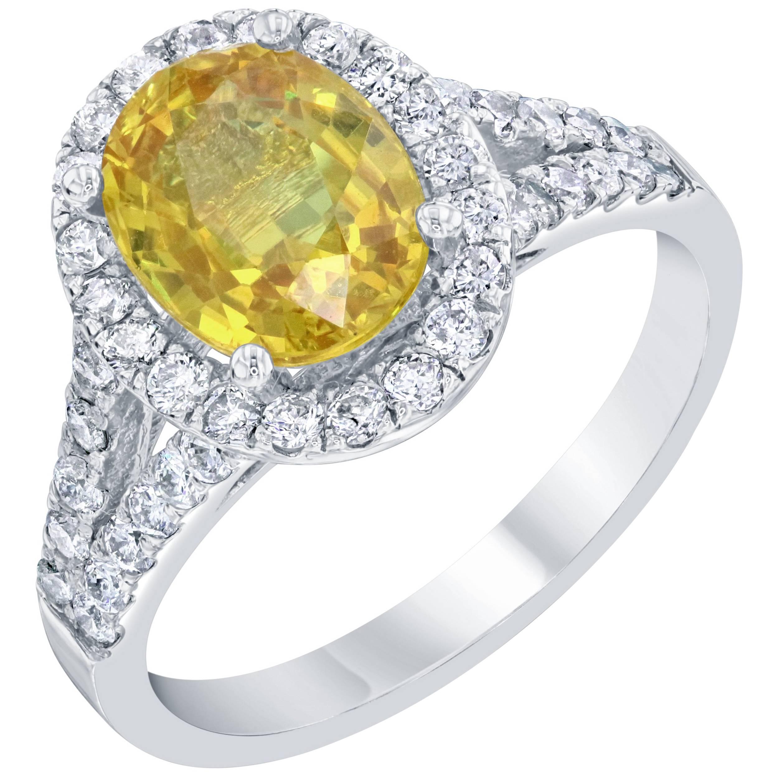 3.49 Carat Yellow Sapphire Diamond Ring