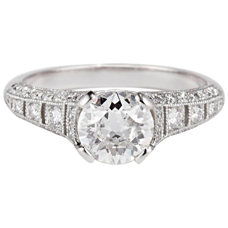 Cushla Whiting 'Esther' 1.11 Carat Old Cut Diamond Platinum Engagement Ring For Sale